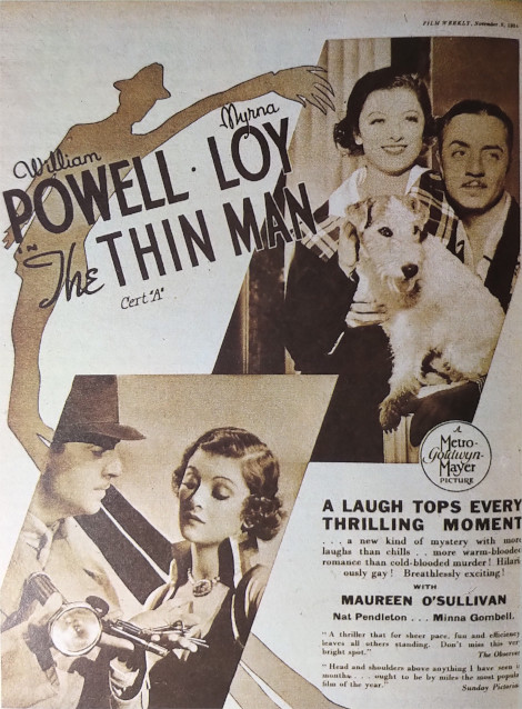 Vintage film advert for The Thin Man, 1934, from Film Weekly